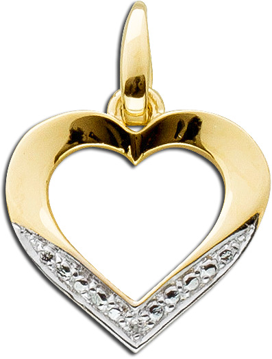 Anhänger Herz – Goldanhänger Gelbgold 585 1 Diamant 0,004ct W/P1