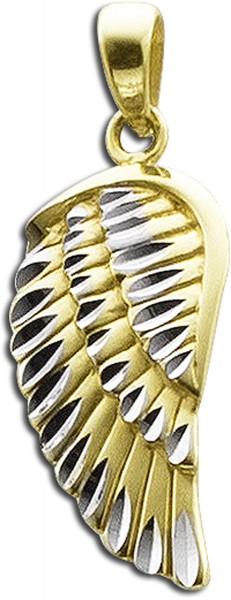 Engel-Rufer – Goldanhänger Gelbgold 333 Flügel teils rhodiniert