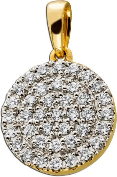 Diamant Anhänger Gelbgold 14 Karat 39 Brillanten 0,27ct TW/VSI