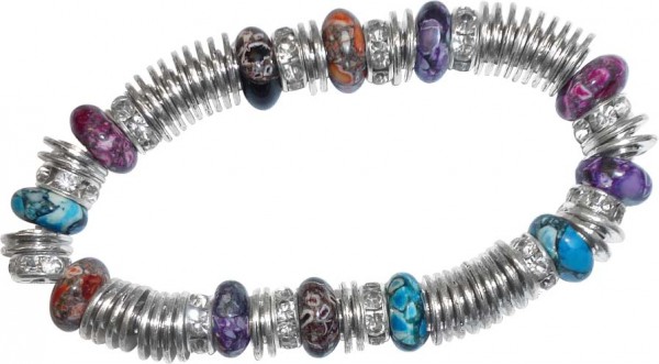 Wunderschönes dehnbares Armband mit 12 bunten Muranoglas Beads