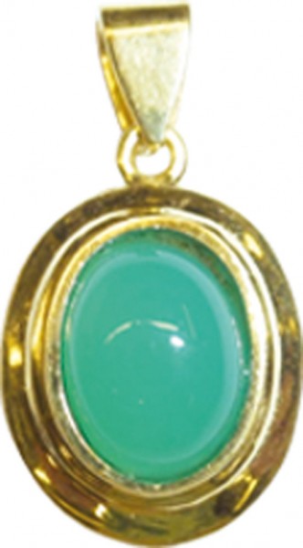 Goldanhänger, feiner Goldanhänger in Gelbgold 333/- hochglanzpoliert und verziert mit einer feinen grünen Jade, die Länge des anhängers beträgt 14mm, für den Anhänger passende Ketten dürfen nicht stärker wie 1,9mm sein, dieses Schmuckstück und viele weite