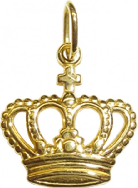 Kronen Anhänger in feinstem Gelbgold 750/-, mit königlicher Krone und kleinem Kreuz, Länge 13 mm, Breite 13mm, hochglanz poliert. Ein Einzelstück zum Schnäppchenpreis seit 1949 aus dem Hause Abramowicz in Stuttgart seit 1949