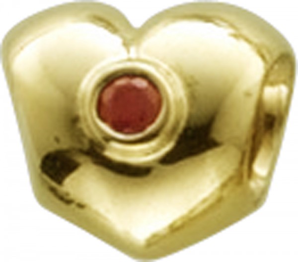 PANDORA Herz Element in Gelbgold 585/- mit 2 Rubine
