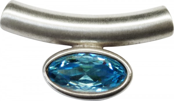 Modischer Röhrenanhänger in Silber Sterlingsilber 925/- mit einem großen Blautopas