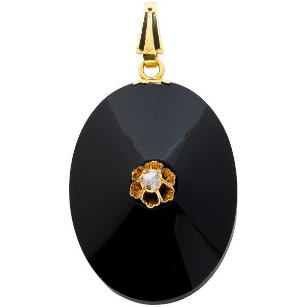 Onyxanhänger – Edesteinanhänger Roségold 585 1 Diamant 0,50ct W/P