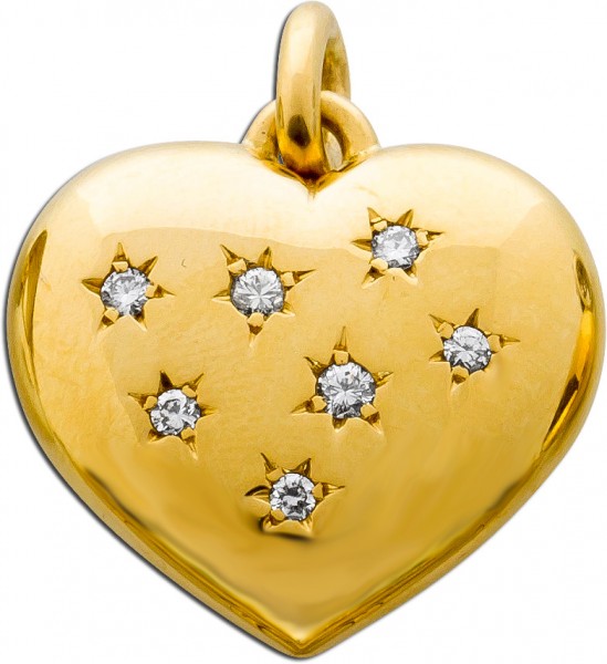 Herzanhänger – Diamantanhänger Gelbgold 750 7 Brillanten 0,70ct W/SI