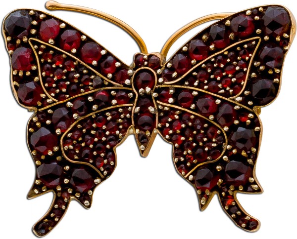 Brosche Schmetterling Gelbgold 333 Antik Granat