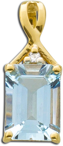 Anhänger Gelbgold 333 Blautopas 1,5 Carat Diamant 0,01 Carat