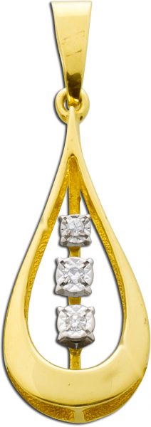 Antiker Diamantanhänger 50er Jahre Brillanten Gelbgold 585