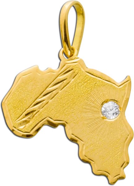 Afrikaanhänger antik Kenia Somalia weißen Zirkonia Gelbgold 750