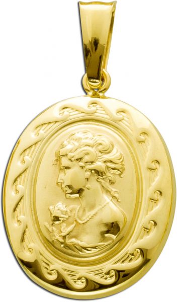 Goldanhänger Gelbgold 585 Frauenkopf Motiv