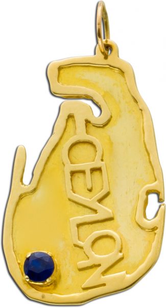 Antiker Goldanhänger Gelbgold 585 Ceylon blauer Saphir