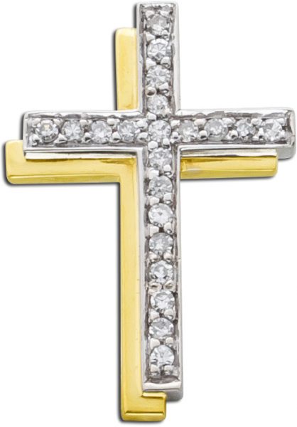 Diamantkreuz Kreuzanhänger Gelbgold 585 Brillant Weißgold
