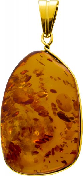 Antiker Bernstein Anhänger Gelbgold 333 Edelstein Cognacfarben Natürliche Einschlüss Um 1950 TOP Zustand