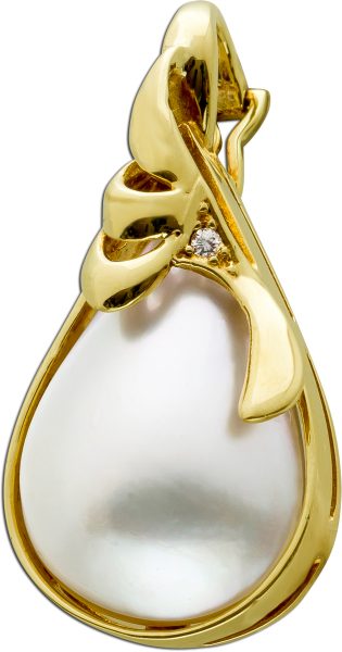 Anhänger Gelbgold 585 Diamant 8/8 0,01ct W/SI Mabe Perle