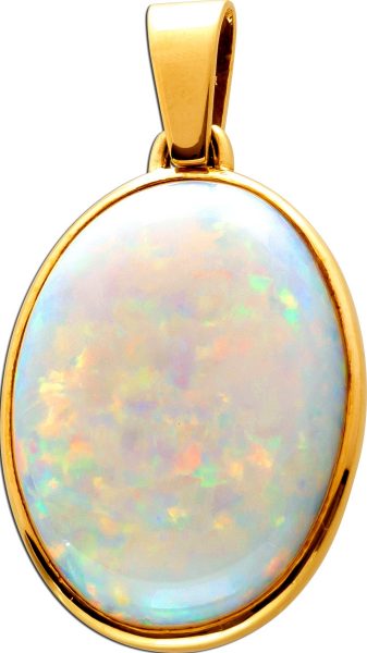 Opal Anhänger Antik um 1960 Gelbgold 14 Karat 585 1 Australischer Opal Edelstein 8ct Görg Zertifikat
