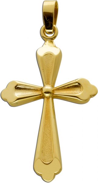 Exklusiver Kreuz Anhänger poliert Gelbgold 585 14 Karat Goldanhänger