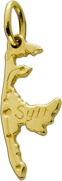 Goldanhänger Insel Sylt Gelbgold 585/- 14 Karat schönes Goldschmiededesign, Gravur Sylt Unikat