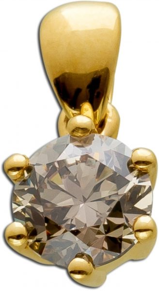 0,70ct Solitär Anhänger Gelbgold 585  1 Diamant Brillantschliff Fancy Color / VS Görg Zertifikat