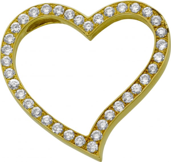 Exclusiver Herz Anhänger Gelbgold 750 18Karat Gold Swinging Heart Designer Anhänger 40 Zirkonia Goldschmiede Einzelanfertigung