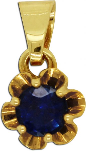 Antiker Saphiranhänger Gelbgold 14 Karat 585 blauer Saphir Edelstein Vintage 1950