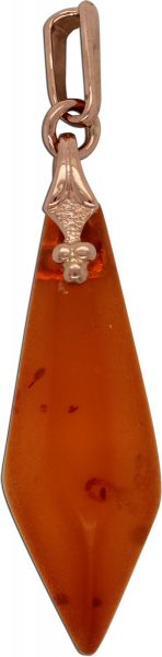 Antiker Bernsteinanhänger Gelbgold Rosegold 583 14 Karat Bernstein cognac leuchtend 1940 Vintage