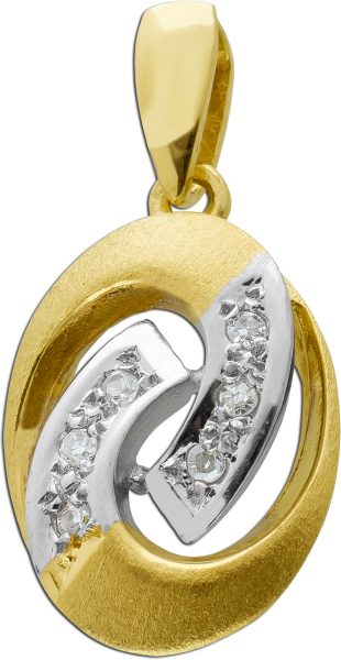 Antiker Diamantanhänger Gelb/Weißgold 585 6 Diamanten 0,06ct W/SI
