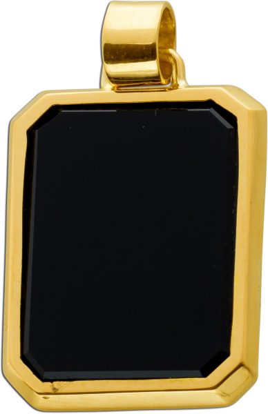 Onyxanhänger Gelbgold 750 Onyx Edelsteinplatte Zarge gefasst