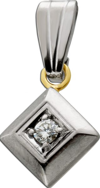 Diamantanhänger  Weißgold Gelbgold 585 Solitär Diamant 0.07ct. TW VVS
