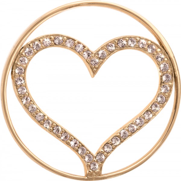Nikki Lissoni  Coin / Münze Sparkling Heart Modellnummer: C1005RGM  Trendiger Anhänger/ Münze in feinem roségoldplattiertem Edelstahl.  Diese glänzende goldplattierte Münze ist für die Nikki Lissoni Basis – Fassung (Ø 35mm) geeignet und hat einen Durchm