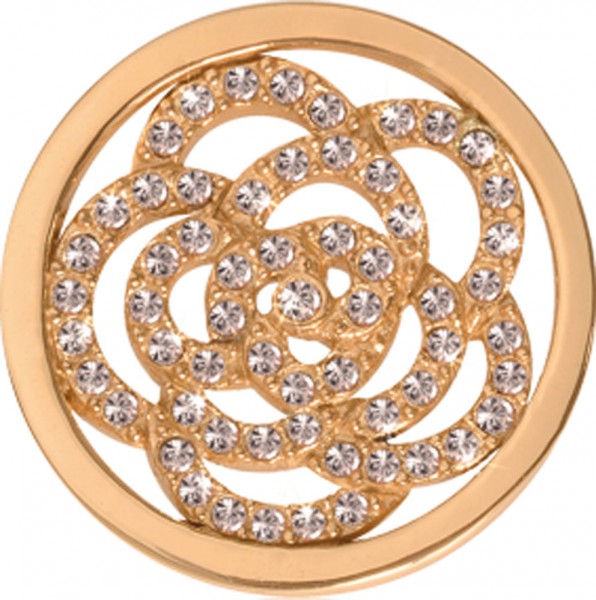 Nikki Lissoni  Coin / Münze  Sparkling Flower Modellnummer: C1010RGS  Trendiger Anhänger/ Münze in feinem roségoldplattiertem Edelstahl.  Diese Münze ist für die Nikki Lissoni Basis Fassung (Ø 25mm) geeignet und hat einen Durchmesser von 23,6mm. Wunders