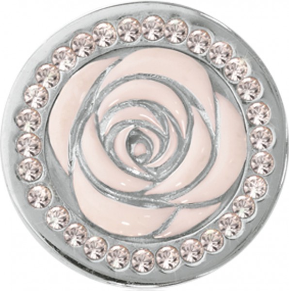 Nikki Lissoni  Coin / Münze  Vintage Rose Modellnummer: C1015SS  Trendiger Anhänger/ Münze in feinem silberplattiertem Edelstahl.  Diese funkelnde Münze ist für die Nikki Lissoni Basis Fassung (Ø 25mm) geeignet und hat einen Durchmesser von 23,6 mm. Ein