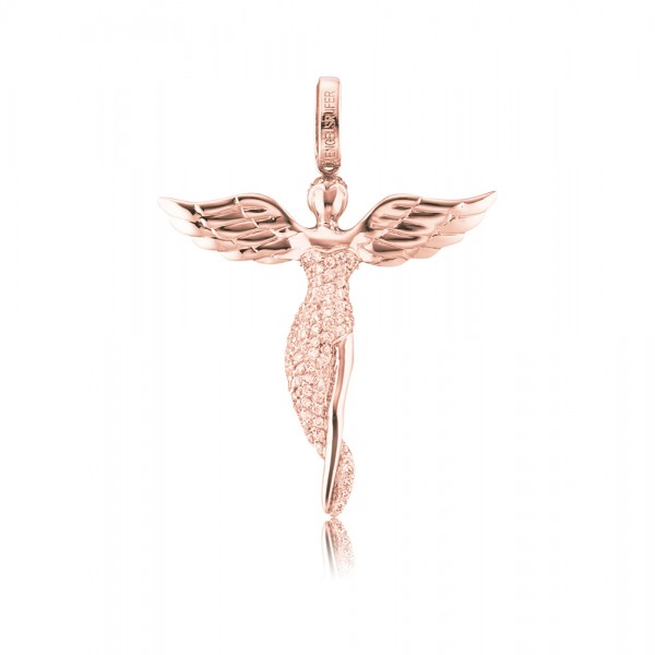 Engelsrufer ERP-Angel-R in poliertem glänzendem Silber Sterlingsilber 925/-, rosevergoldet, mit Zirkonia, ca. 50 mm Länge