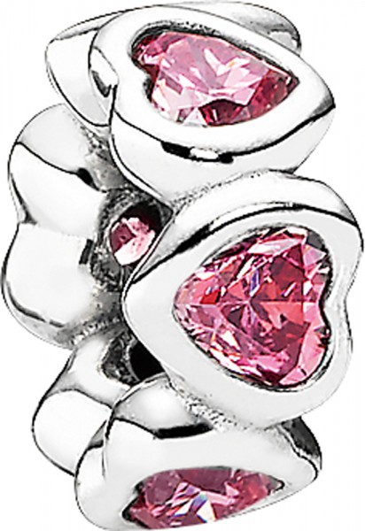 PANDORA 791252CZS Silber Sterlingsilber 925/- Zwischen Element mit roseefarbenen Herzen