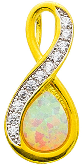 Silberanhänger Sterling Silber 925 gelbvergoldet synth Opal Zirkonia rhodiniert