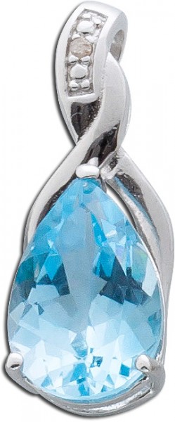 Anhänger Edelsteinanhänger Sterling Silber 925 Blautopas Diamant