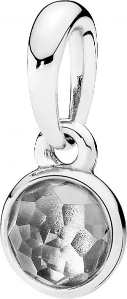 PANDORA Kettenanhänger 390396RC Geburtsstein April Tröpfchen Bergkristall Silber 925