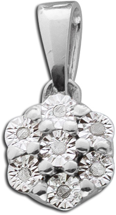 Diamant Anhänger Silber 925 weiße Diamanten Blüte