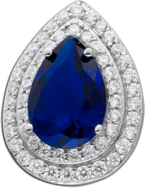 Safirfarbige Zirkonia Silberanhänger Silber 925 blauer Saphir Safir synthetisch