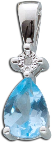 Diamant Anhänger Tropfenanhänger Blautopas Silber 925