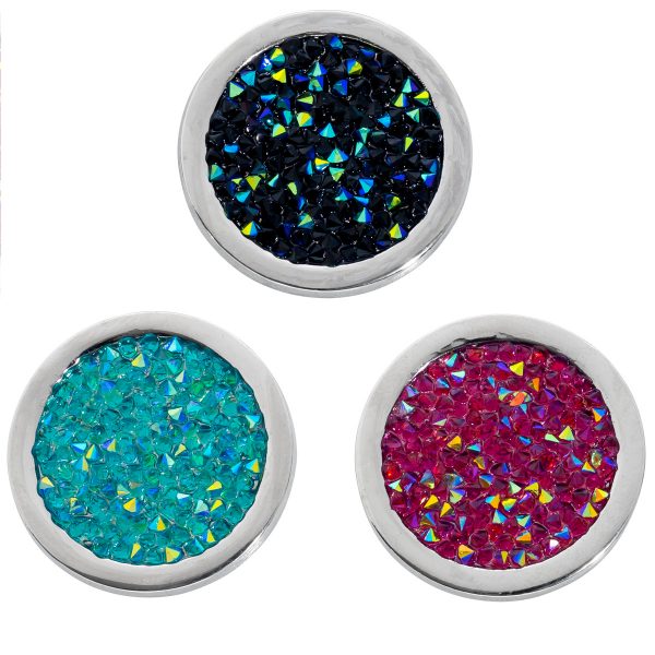 Coins Ergänzungsset 3-teilig, Pink Türkis dunkelblaue Kristalle, Ø 30mm