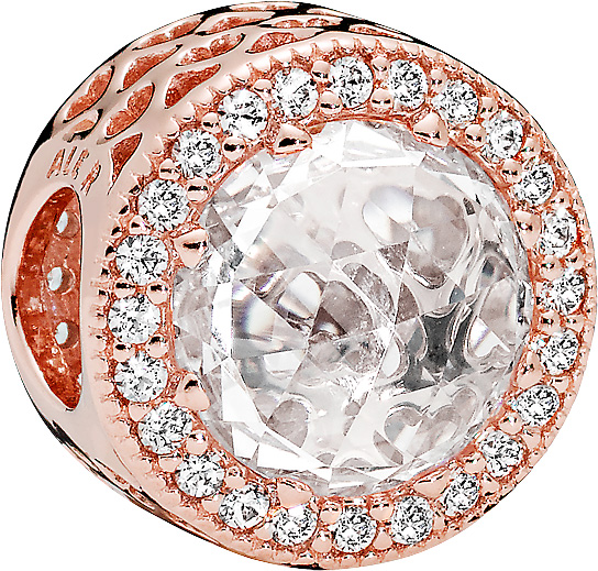 Pandora Charm Rose 781725CZ rose vergoldet Strahlenkranz der Herzen klare cubic Zirkonia