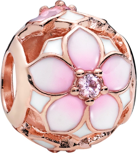 PANDORA SALE – Charm 782087NBP Magnolia Bloom ROSE Metall pink Kristall weiß pink verlaufende Emaille Blüte