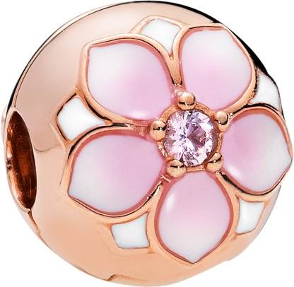 PANDORA Clip Charm 782078NBP Magnolia Bloom ROSE Metall pink Kristall weiße pinkverlaufende Emaille