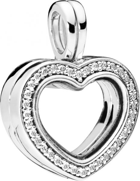 PANDORA SALE Charm Medaillon 797248CZ Sparkling Floating Heart Locket Sterling Silber 925 zum Öffnen klare Zirkonia