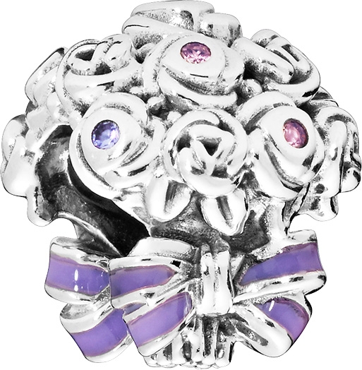 PANDORA Charm 797260NLC Celebration Bouquet Sterling Silber 925 lila pink Kristall lila Emaille