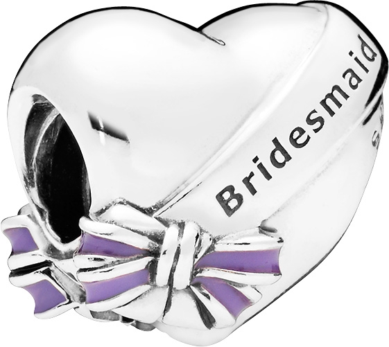 PANDORA Charm 797272EN159 Best Bridesmaid Sterling Silber 925 lila Emaille Herzform Brautjungfer