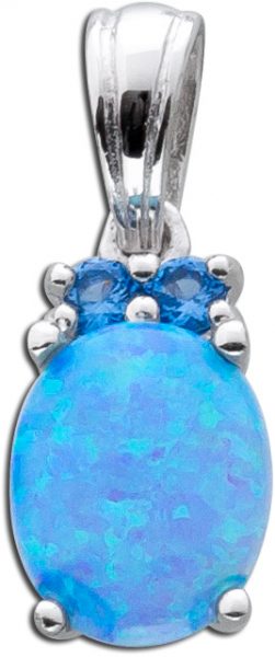 Opal Anhänger Silber 925 blauer  Zirkonia