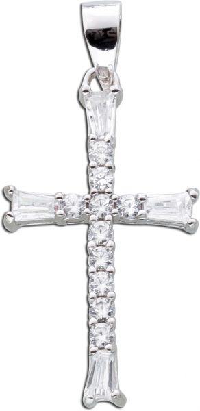Kreuzanhänger Schmuckanhänger gross Kreuz Sterling Silber 925 Zirkonia klassisch