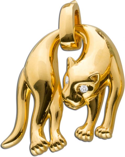 Panther Anhänger Gold vergoldet Silber 925 weiß Zirkonia